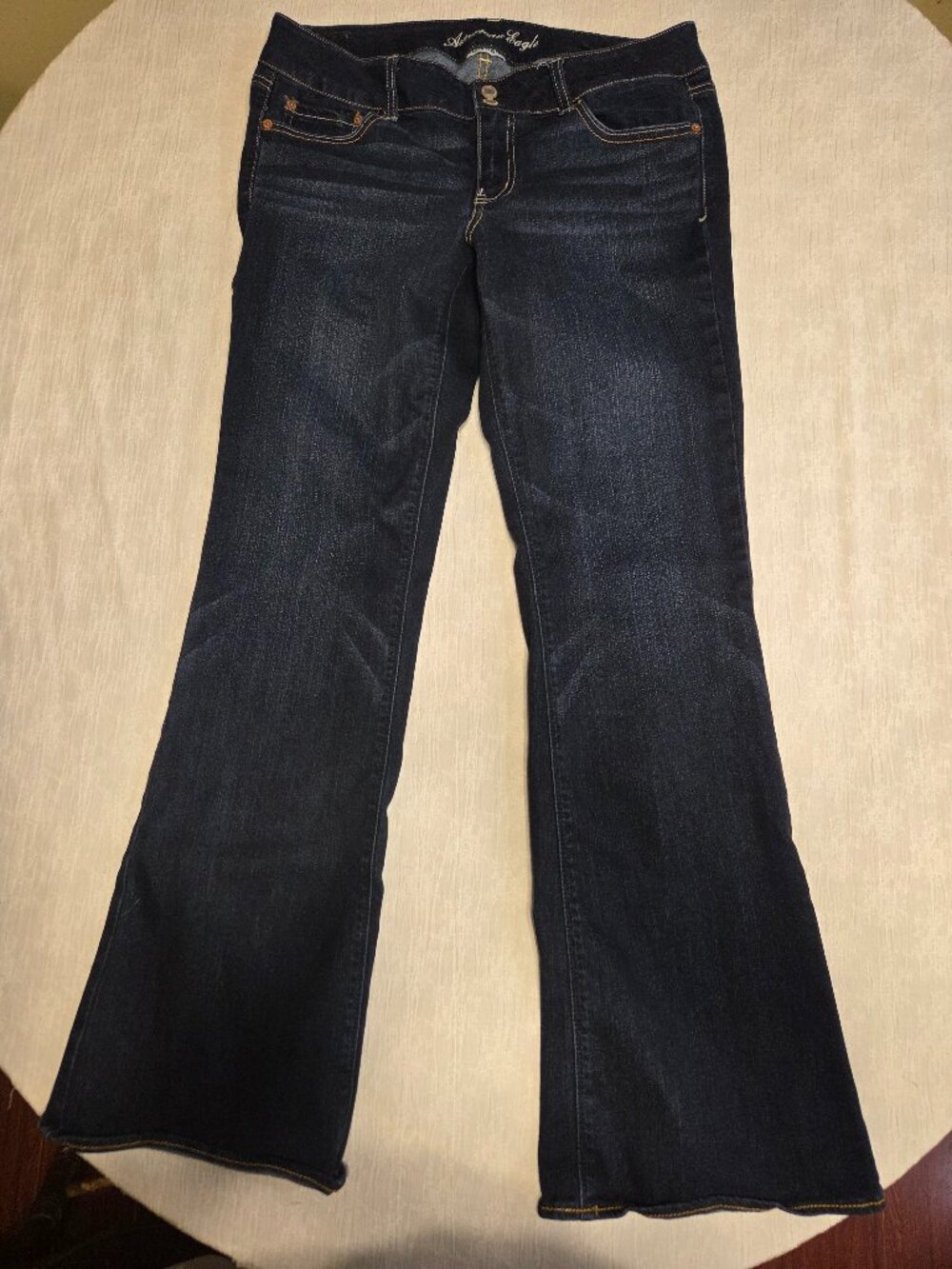 American Eagle Bootcut Super Stretch Dark Wash Blue Denim Jeans Women’s 14 Long